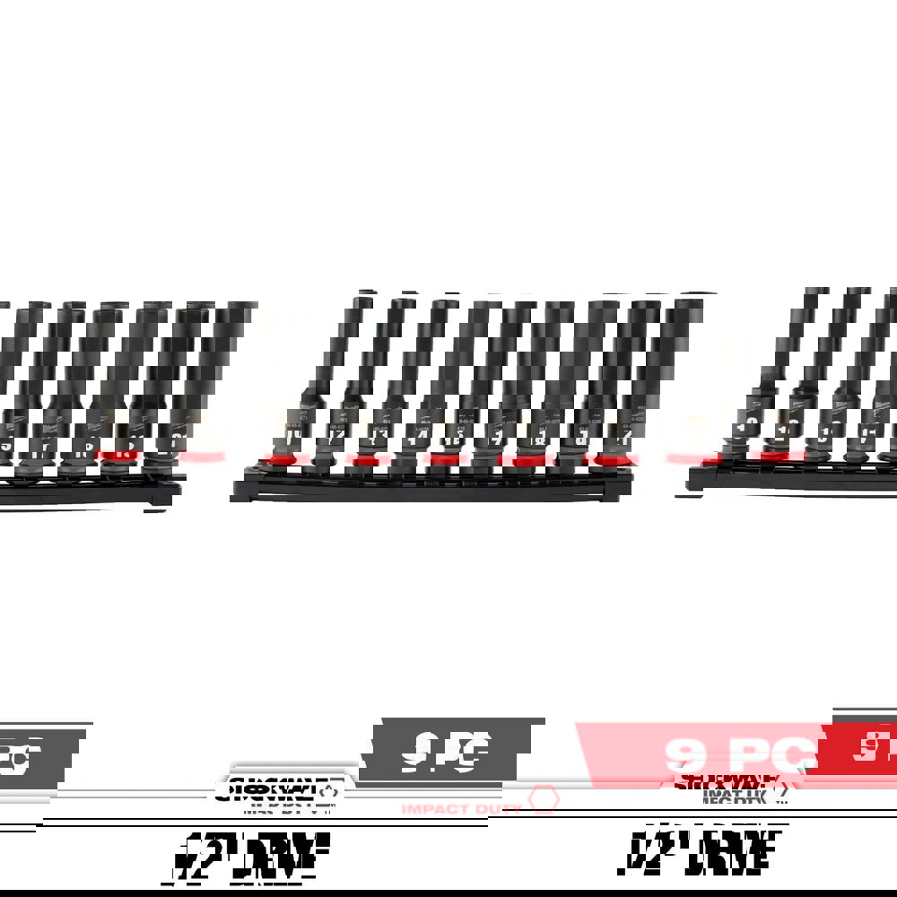 Deep Impact Socket Set Socket Set: 9 Pc, 10.00 to 21.00